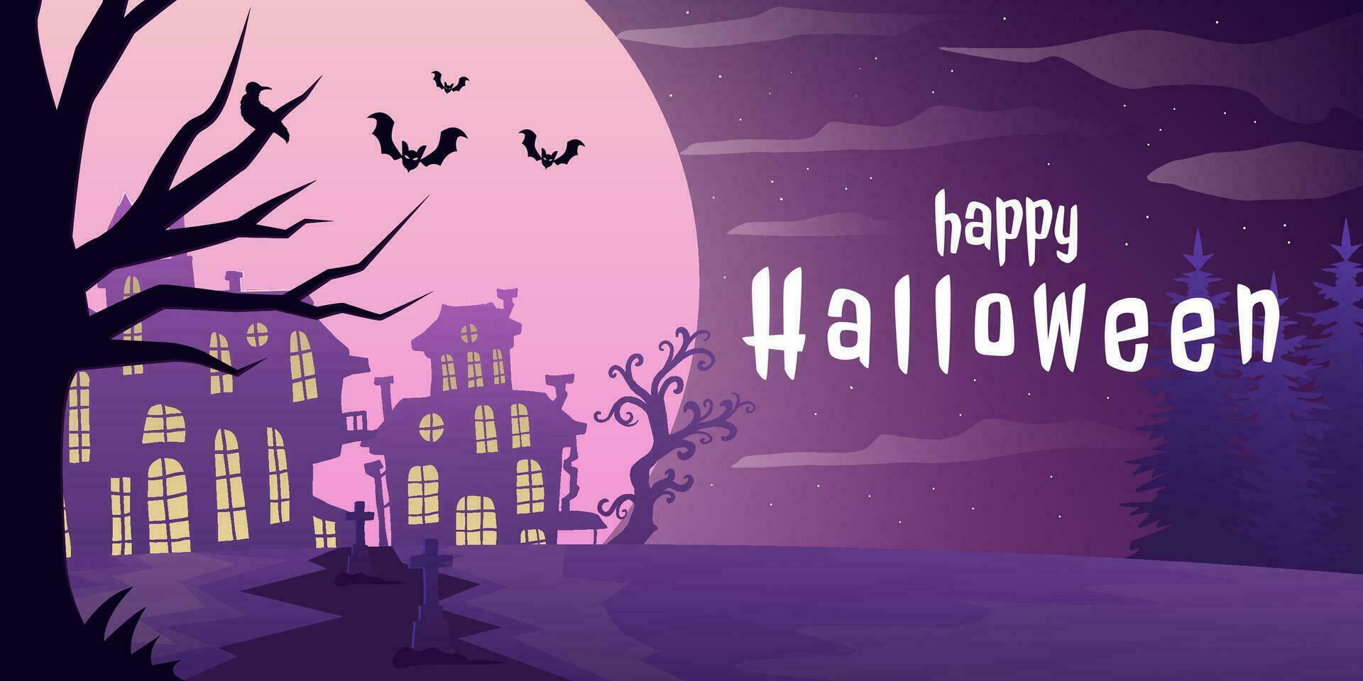 gradient vector happy halloween horizontal banner illustration