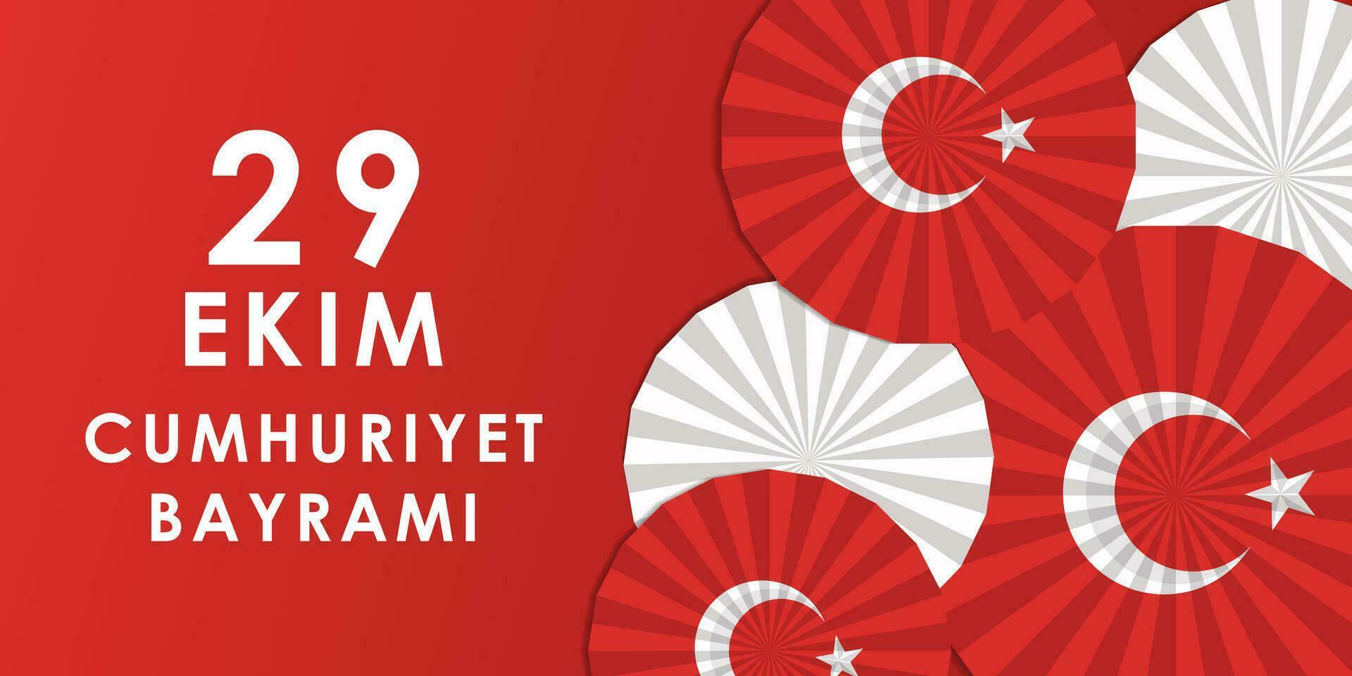 29 Ekim, Republic Day of Turkey horizontal banner illustration vector design