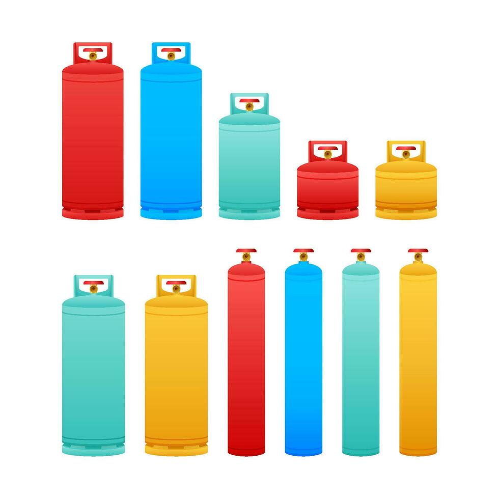 Gas cylinder vector tank. Lpg propane bottle icon container. Oxygen gas. Vector stock illustration.