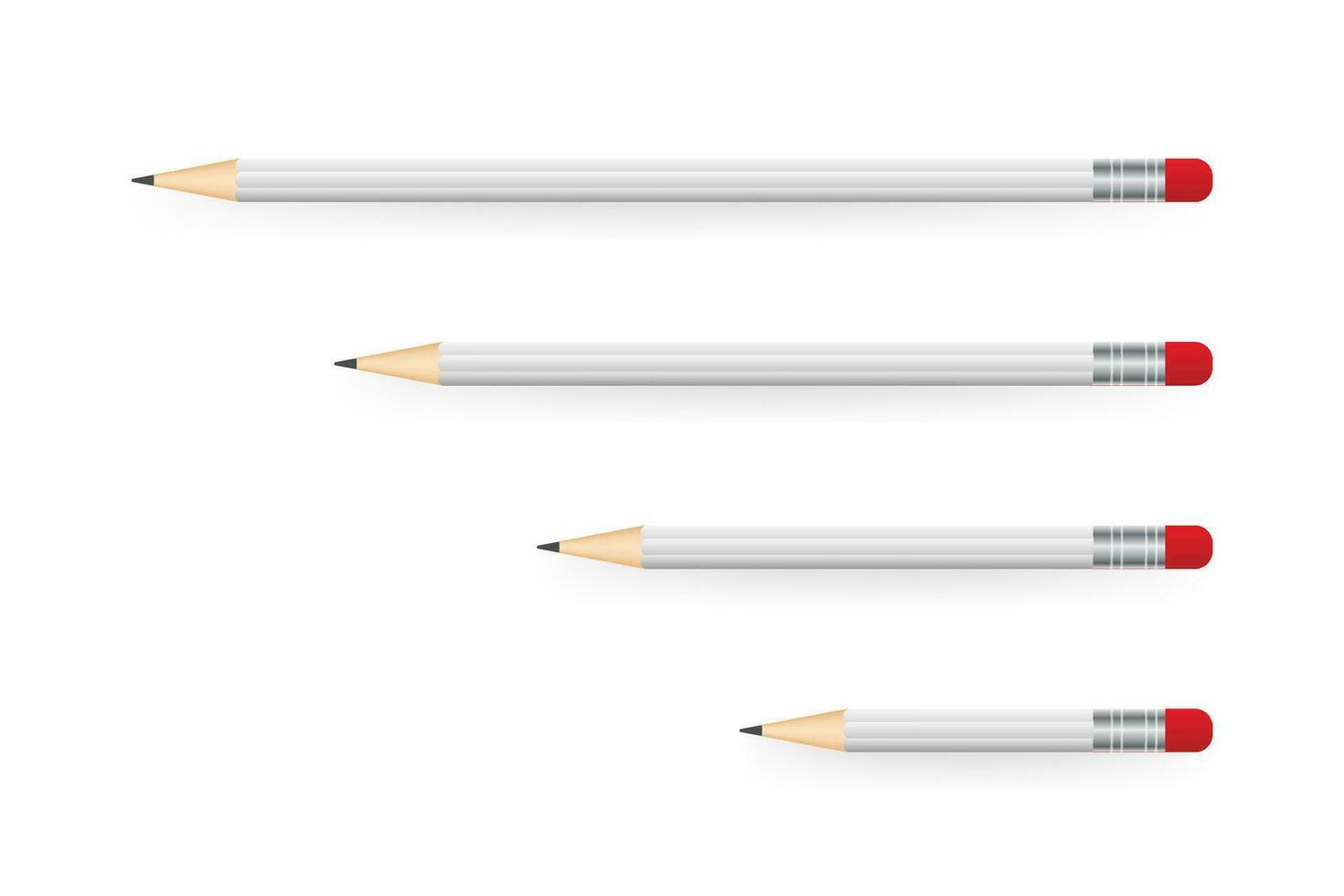 Yellow realistic pencil with shadow. Vector illustration isolated on white background