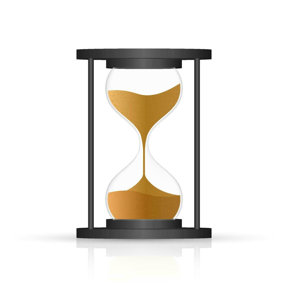 hourglass. Highly detailed. Antique clock with sand inside. Vector illustration.