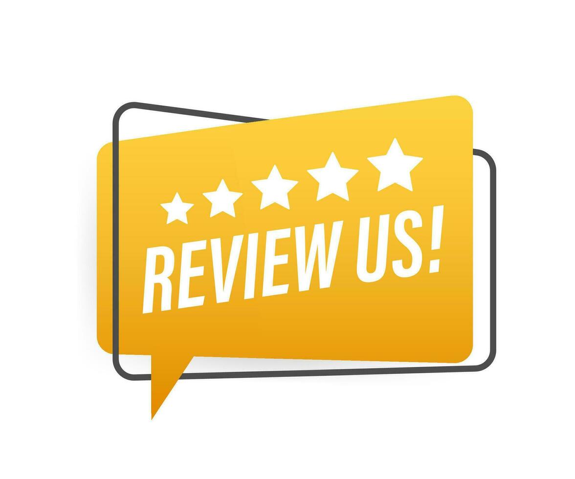 Review us User rating concept. Review and rate us stars. Business concept. Vector illustration