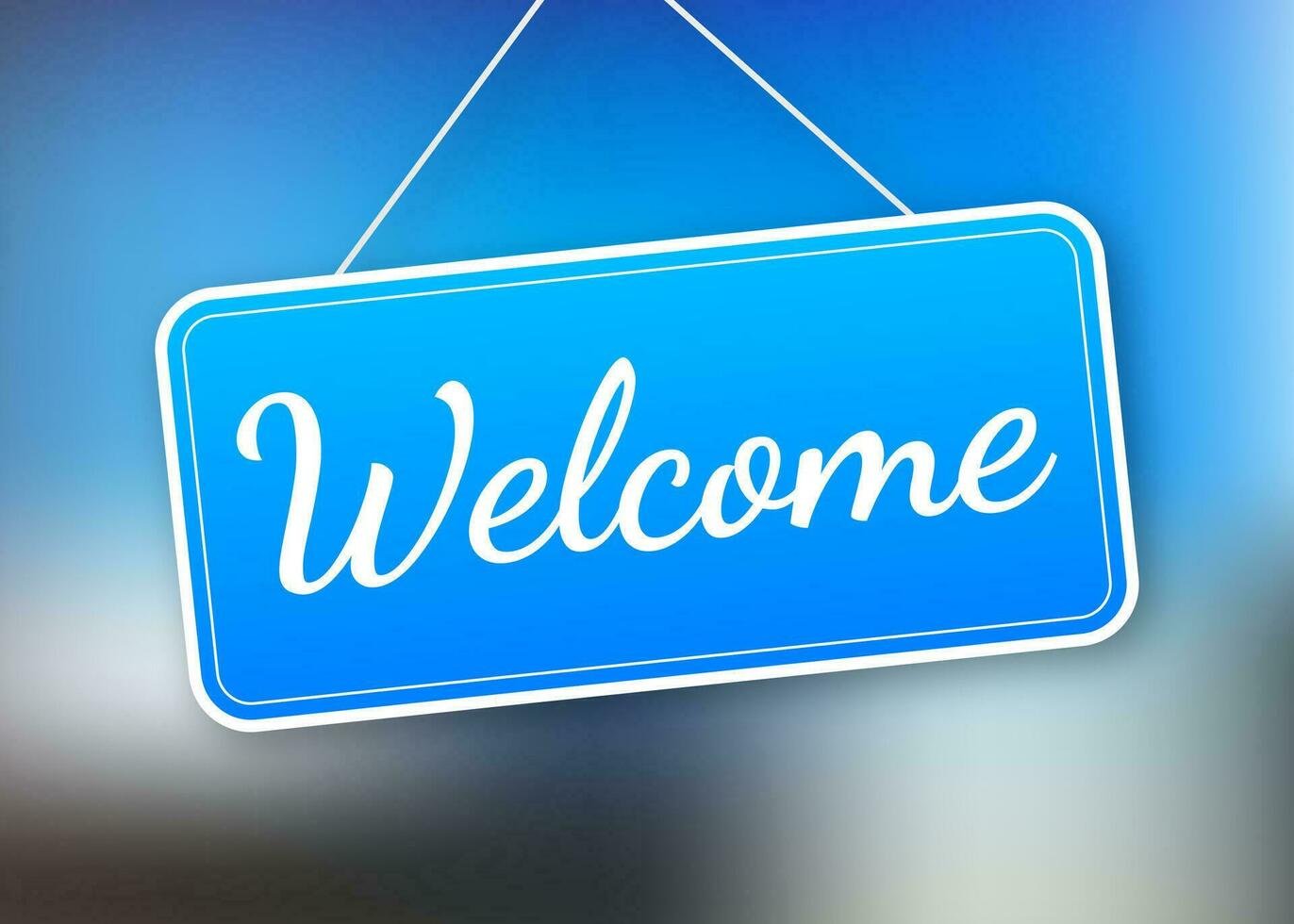 Welcome hanging sign on white background. Sign for door. Vector stock illustration