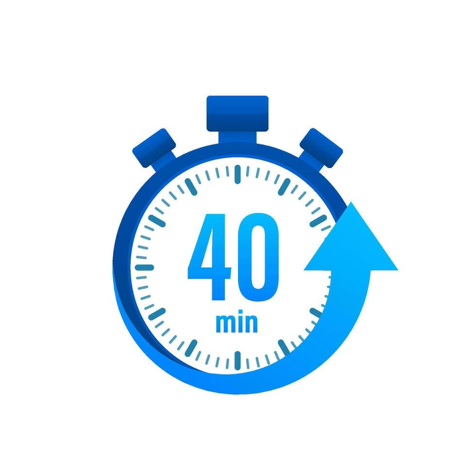 The 40 minutes, stopwatch vector icon. Stopwatch icon in flat style, timer on on color background. Vector illustration