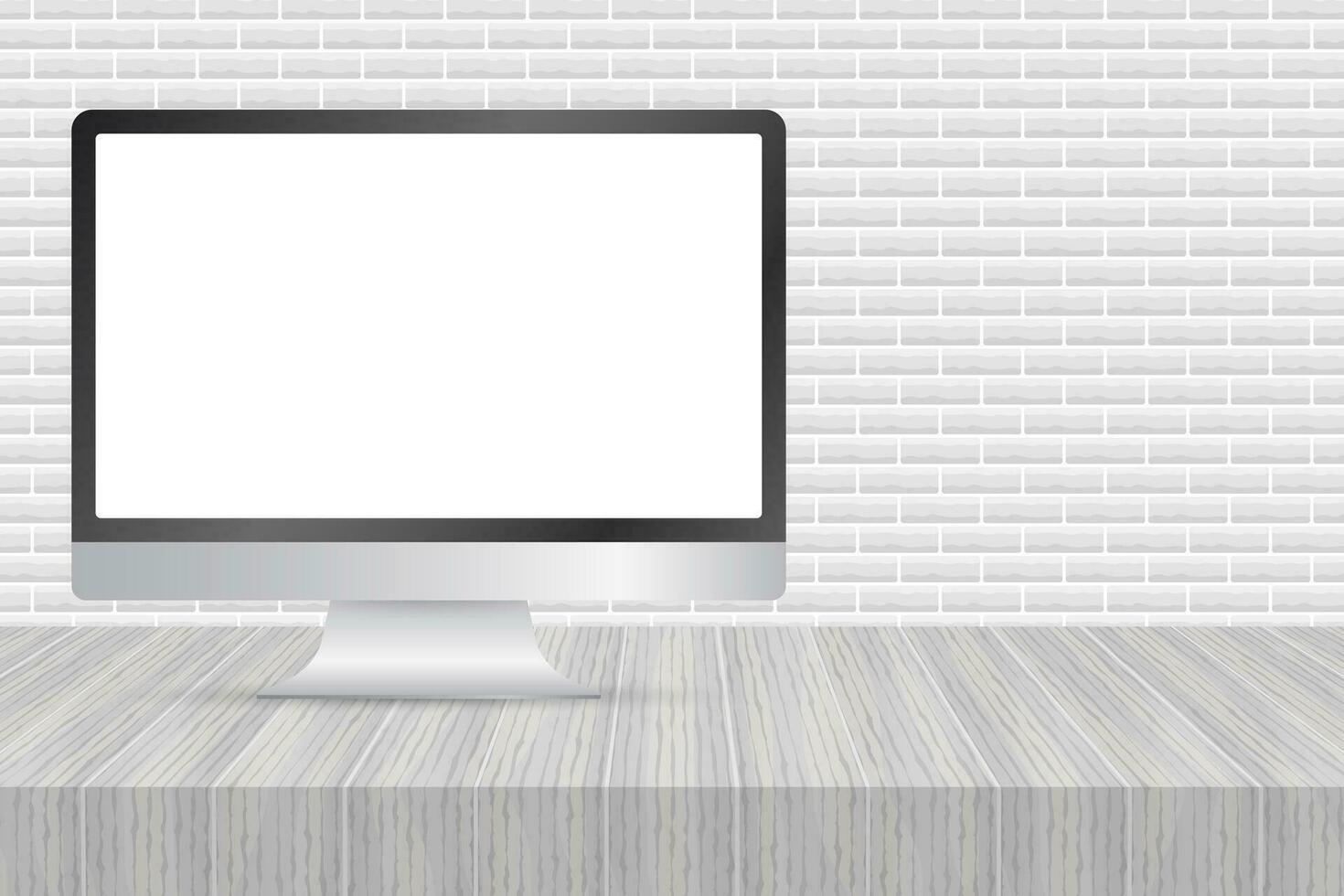 Computer display isolated in realistic design on white background. Vector stock illustration