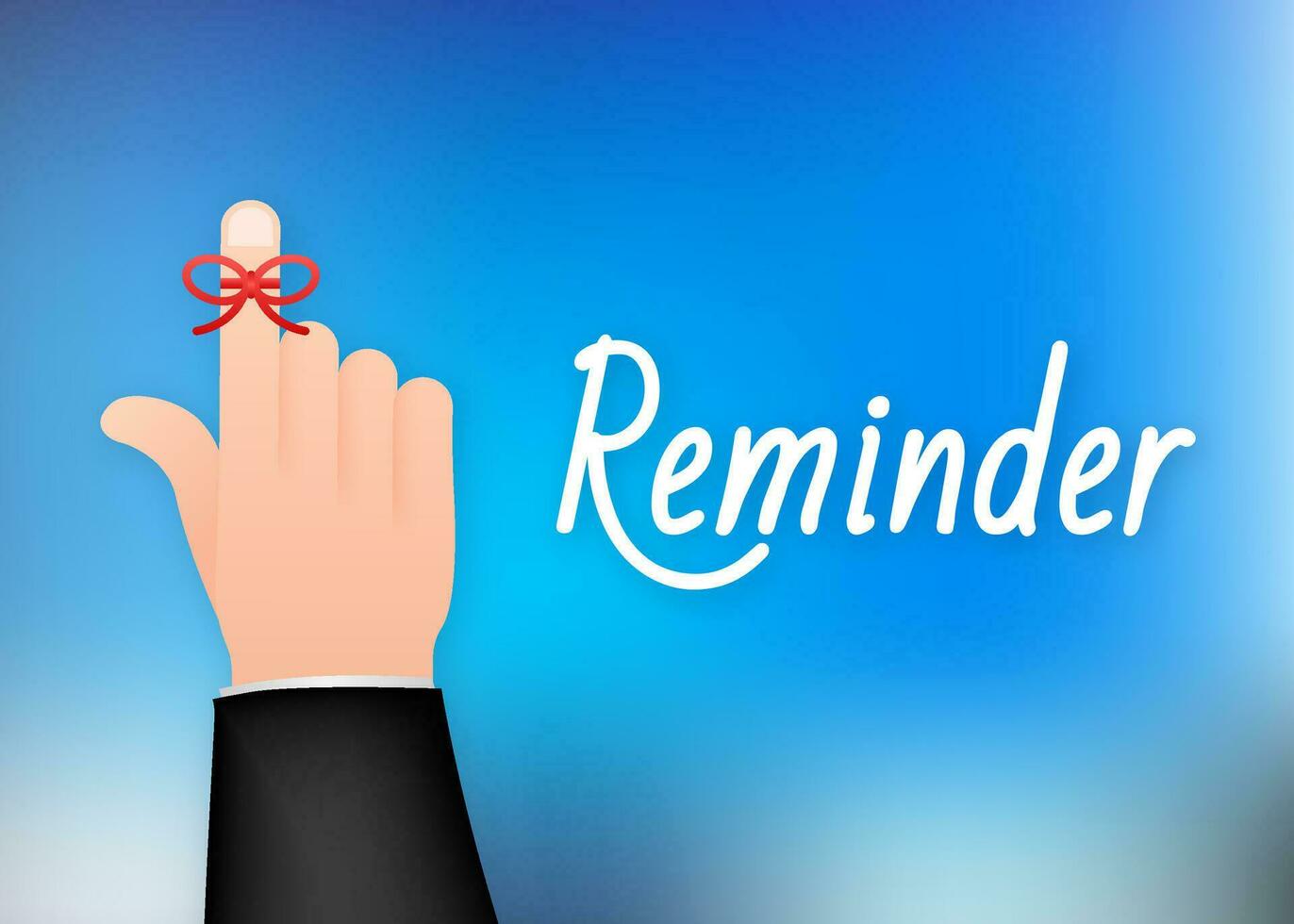 Don t Forget reminder. Rope bow on finger pointing. Vector stock illustration