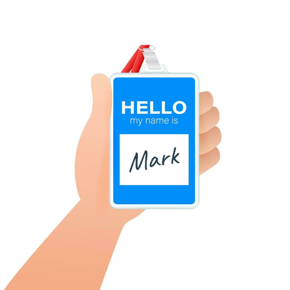 Blue vector Hello my name is label sticker on white background. Vector