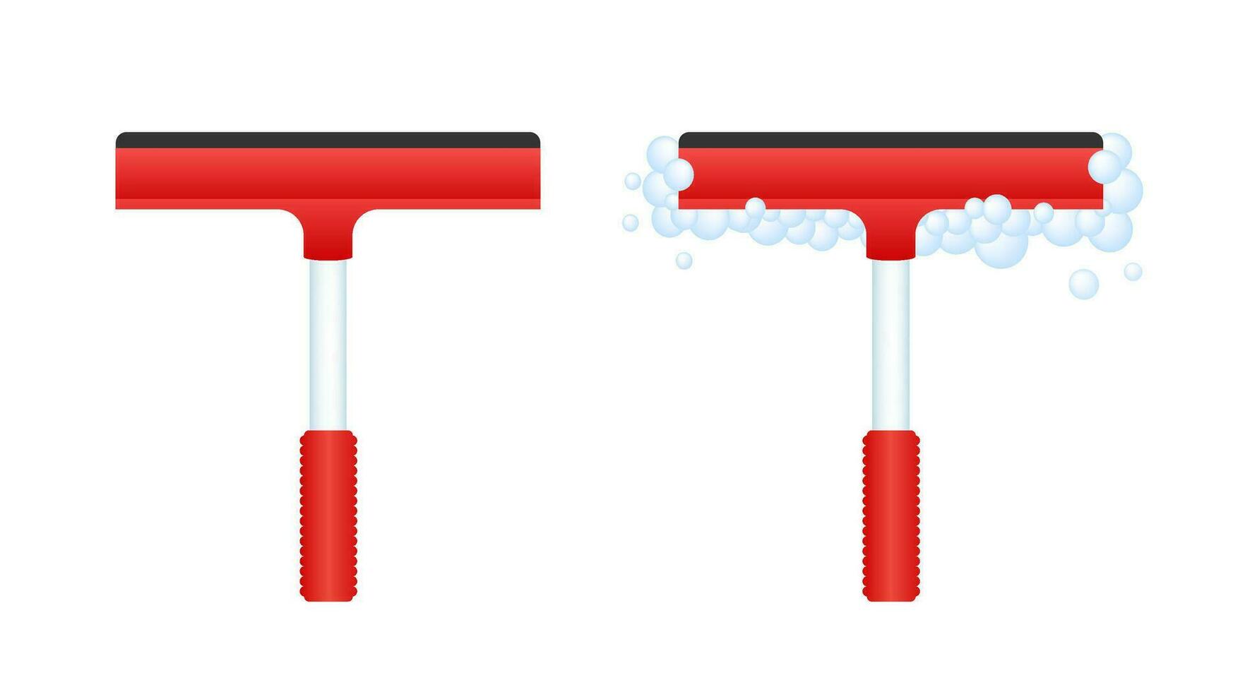 Window cleaning in modern style. Glass scraper glides over the glass. Cleaning and maintenance. Vector stock illustration