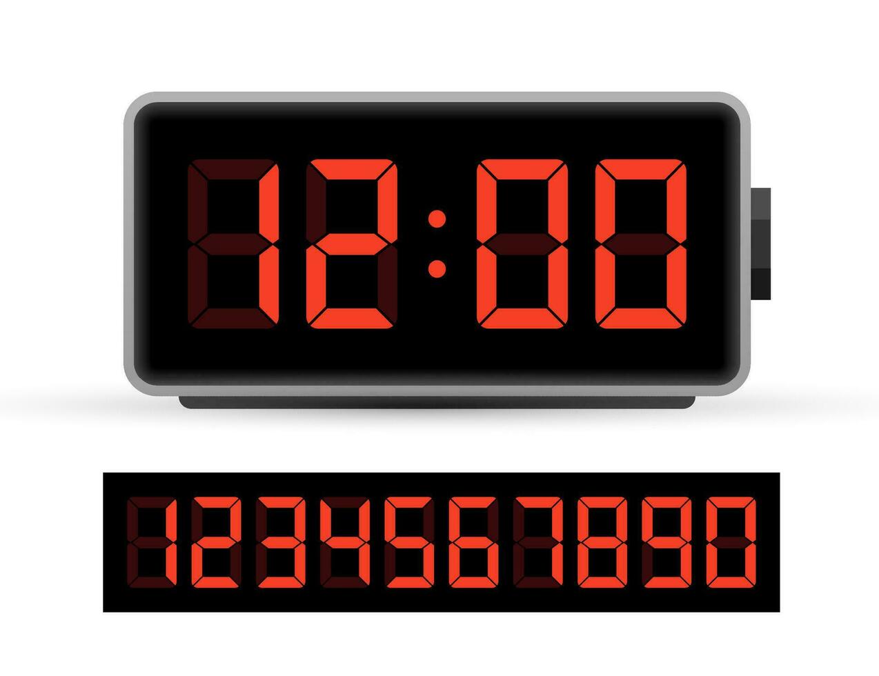 Digital clock number set. Time icon. Design element. Vector stock illustration. Vector illustration