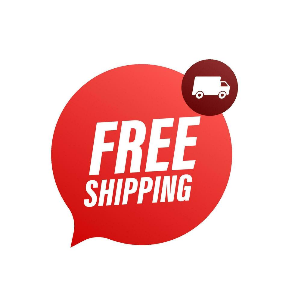 Free shipping. Badge with truck. Vector stock illustrtaion