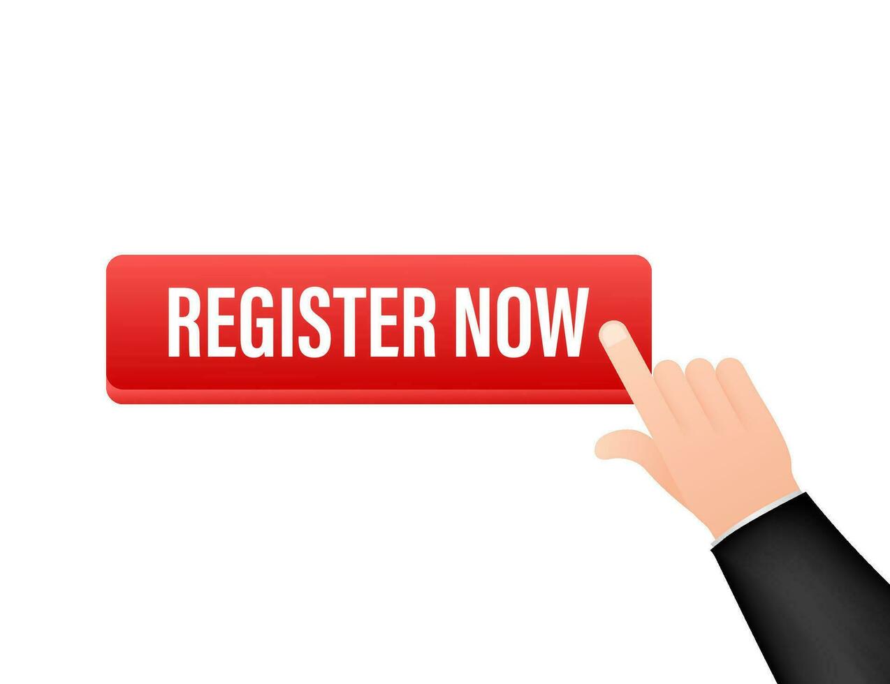 Register now with cursor button. Internet icon. Pointer click icon. Vector stock illustration