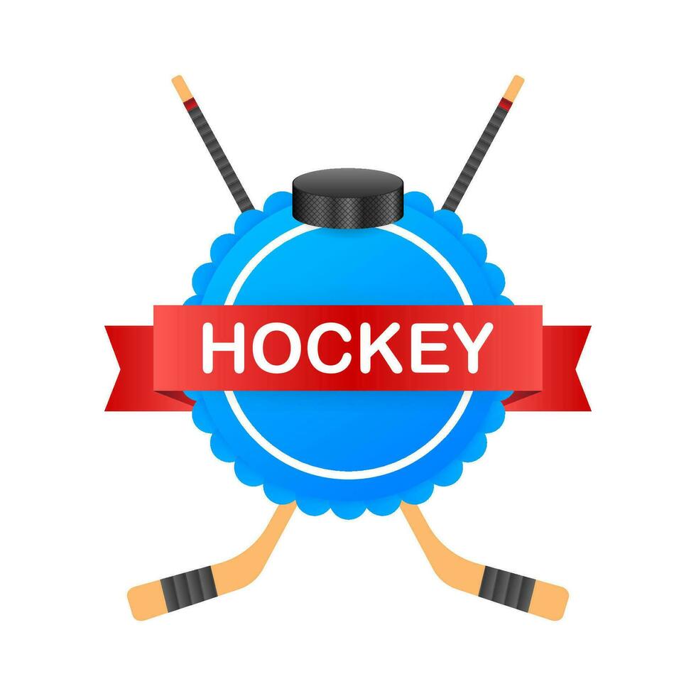 Ice Hockey puck and sticks. Sport symbol. Vector Illustration isolated on white background