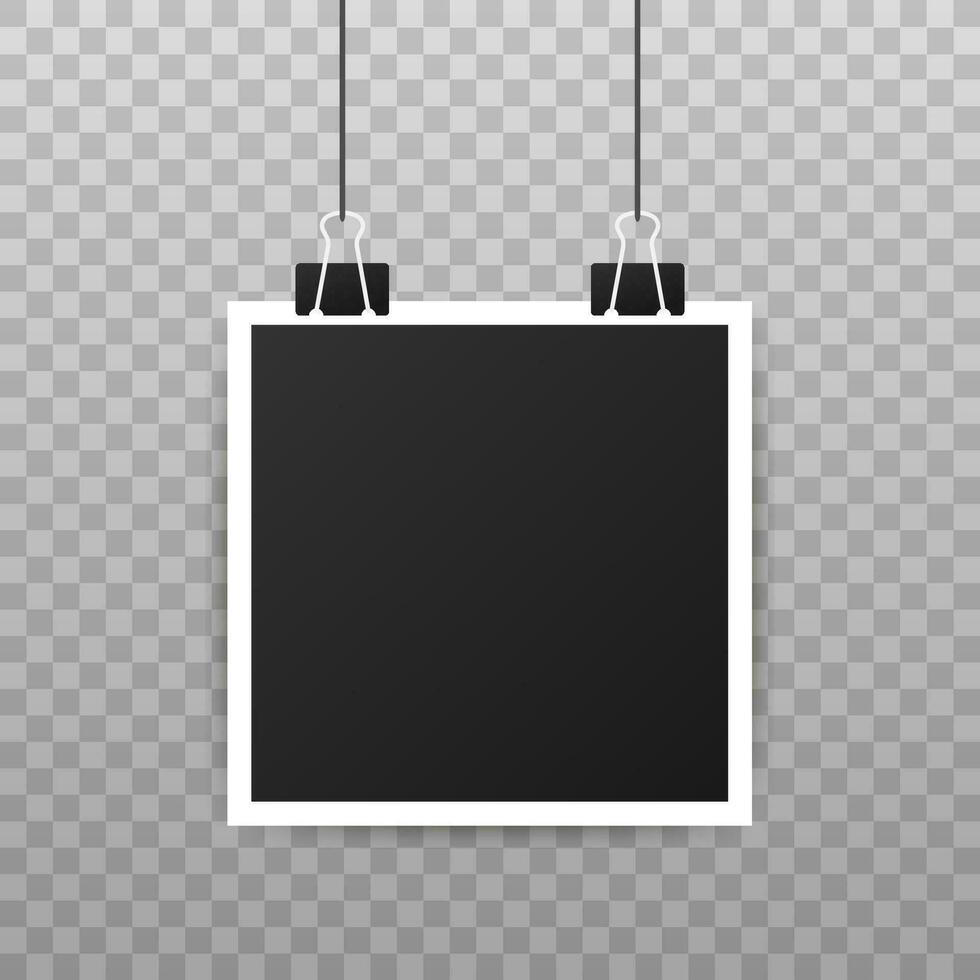 Photo frame mockup design. Realistic photograph with blank space for your image. Vector illustration.