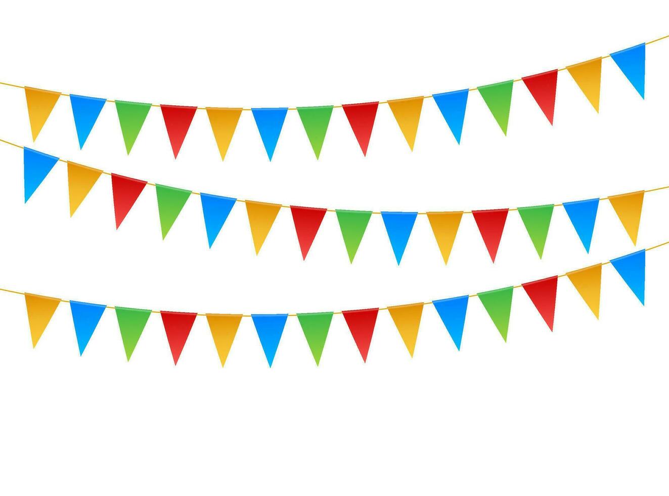 Birthday party invitation banners. Set of flag garlands. Vector illustration.