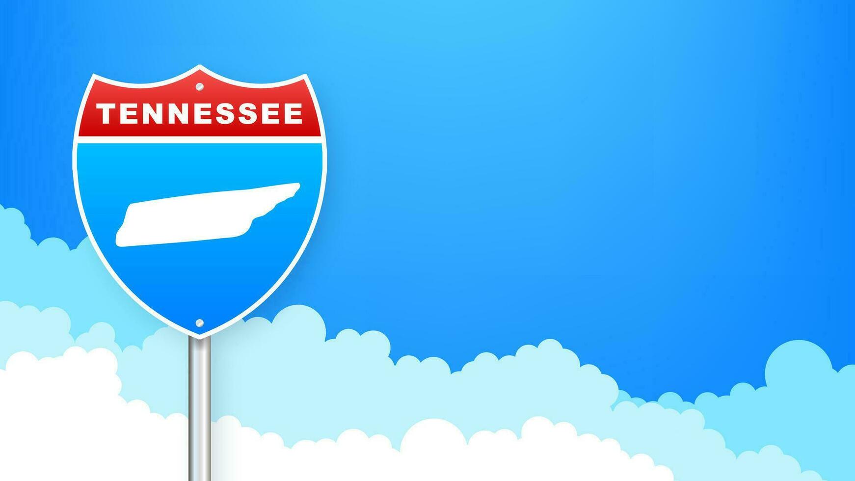 Tennesse mapa en la carretera signo. Bienvenido a estado de Tennesse. vector ilustración