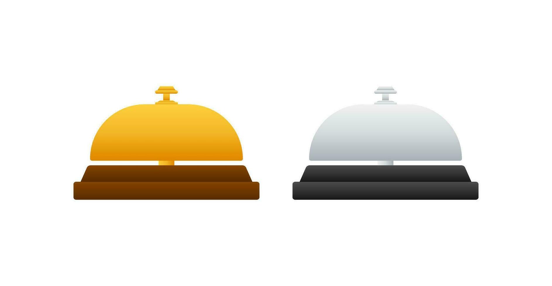 Realistic gold icon of reception bell on white backdrop. Customer help. vector