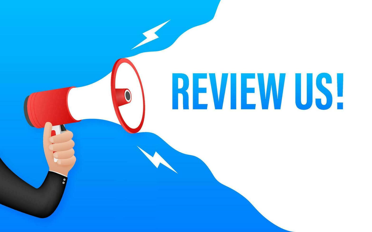 Review us. User rating concept. Review and rate us stars. Business concept. Vector illustration