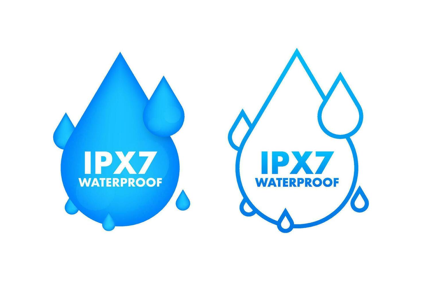 IPX7 waterproof, water resistance level information sign. vector