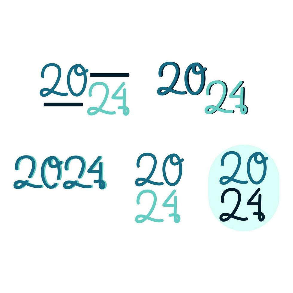 Set Of 2024 Typography Numeric vector