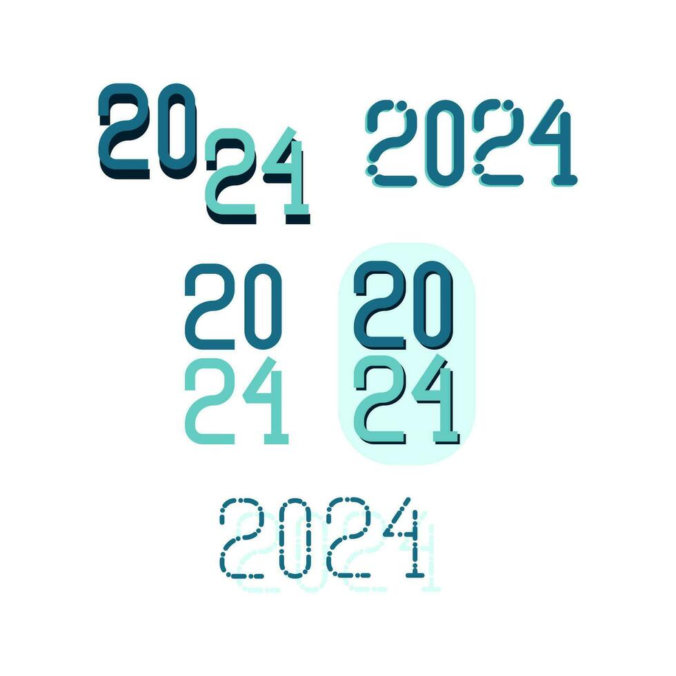 Set Of 2024 Typography Numeric vector