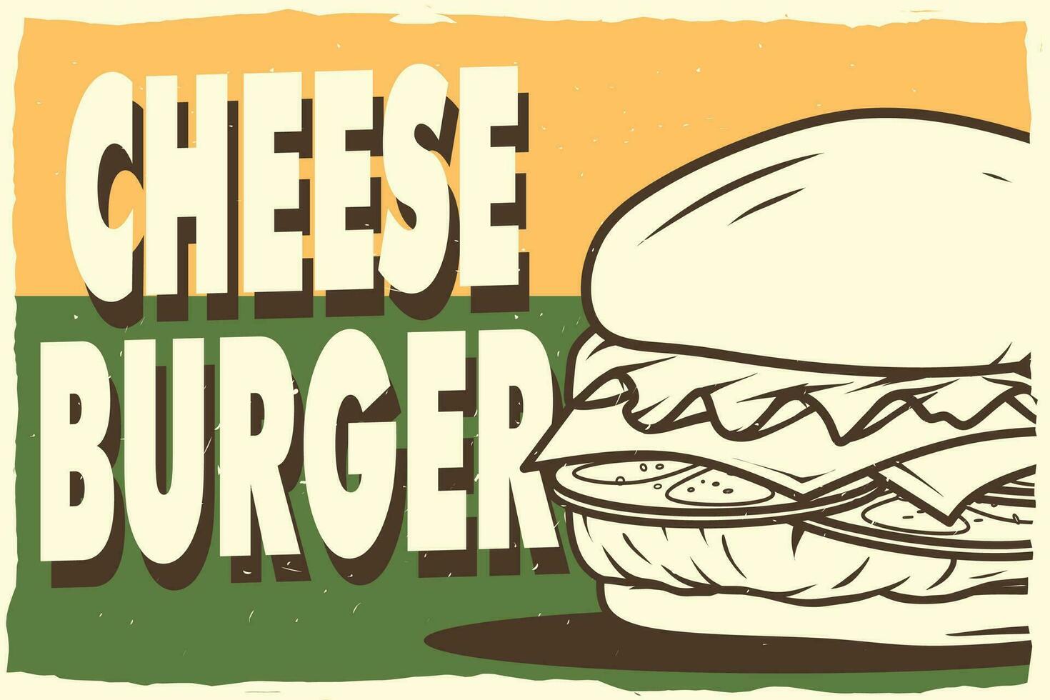 hamburguesa con queso retro póster para impresión vector