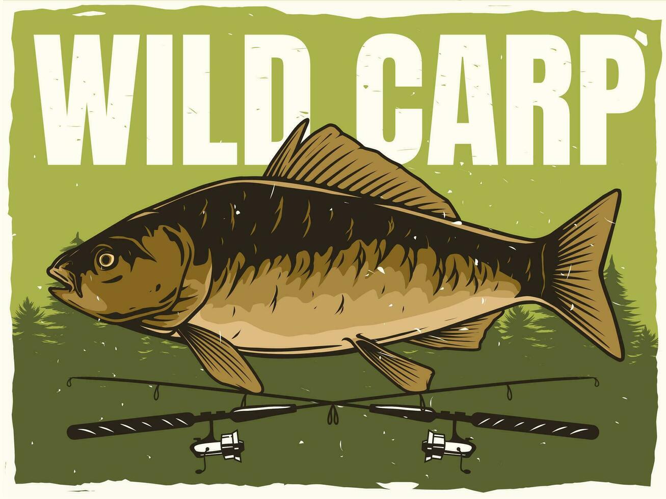 wild carp fishing poster template vector