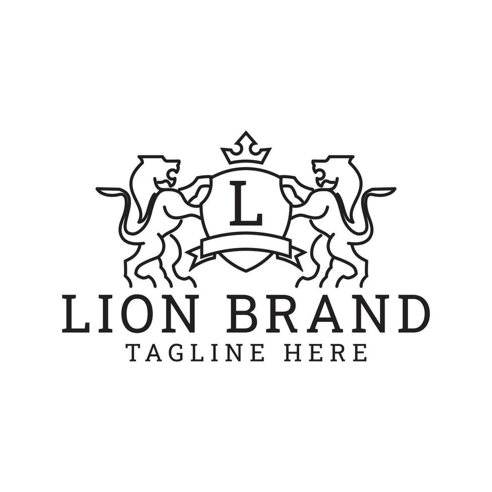 Lion Brand Logo Design is a design asset featuring a logo design with a lion as the main element. vector