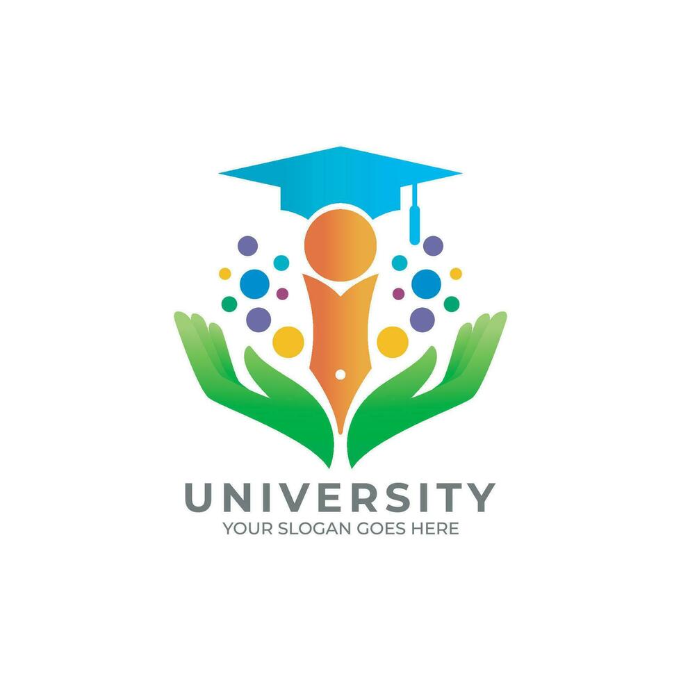 University and academy vector icons. Emblems or shields set for high school education graduates, or law. Pen and badges of bachelor hat, Vector Logo Template.