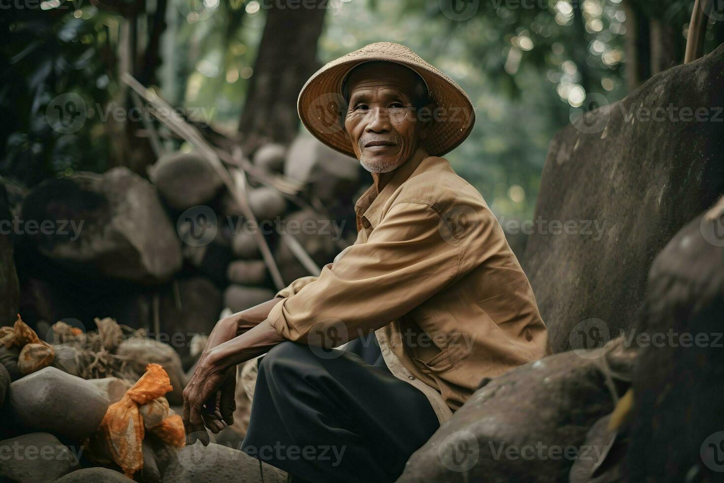 indonesian man work as farmer photo