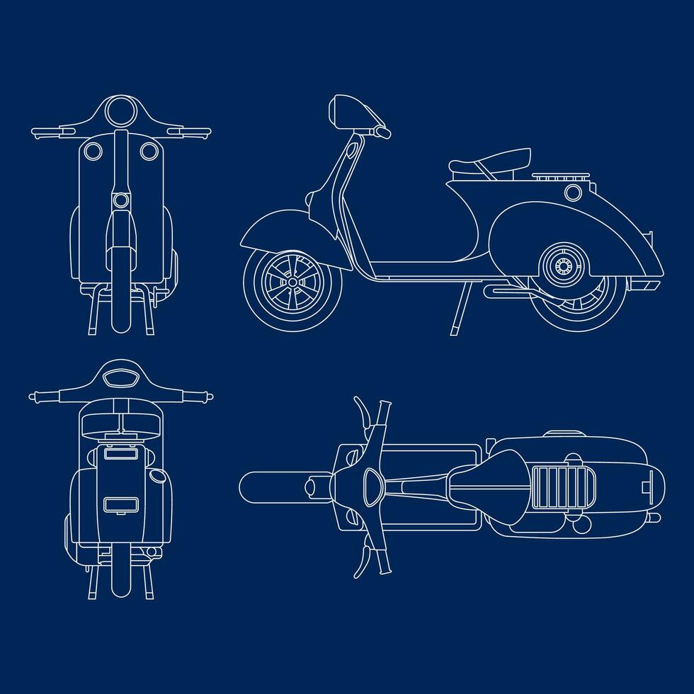 Motorcycle Template. Transportation framework doodle template. Blueprint layout. Wrap sticker, air brush, vinyl, recolor project. Vector eps 10