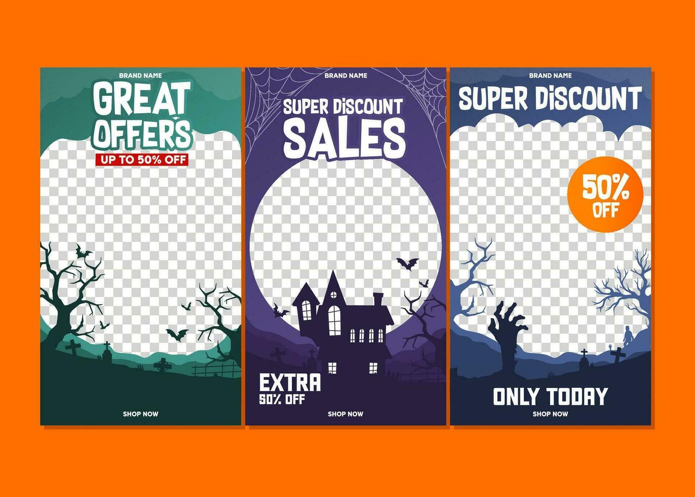 Dark story template set for sale banner. Design for social media. Vector eps 10