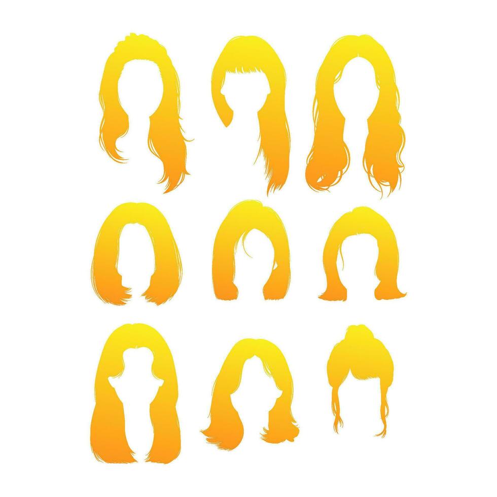 Set of women blonde hair for graphic resources. Vector eps 10