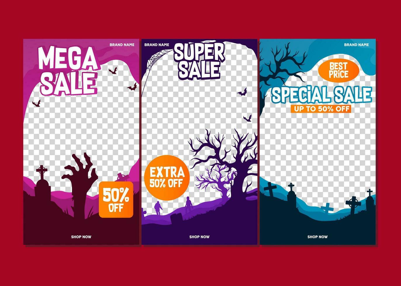 Dark story template set for sale banner. Design for social media. Vector eps 10