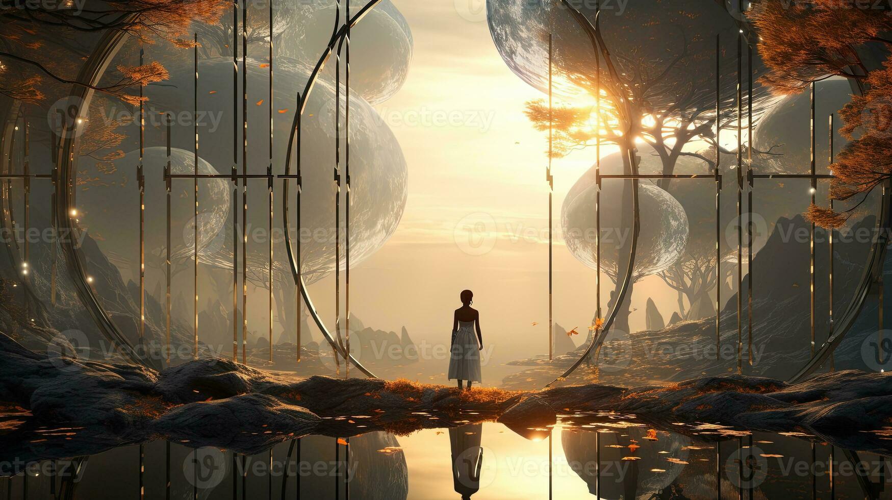 reflections of grace, digital art illustration, Generative AI photo