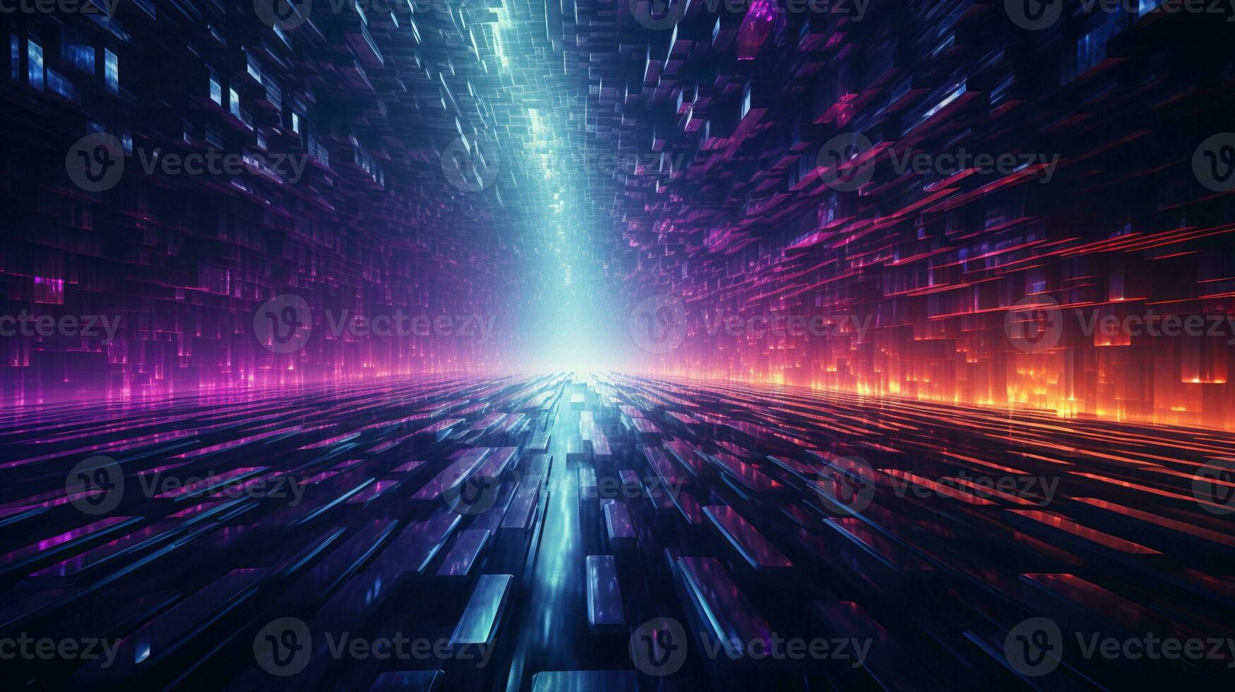particle glitch in cyberspace, digital art illustration, Generative AI photo