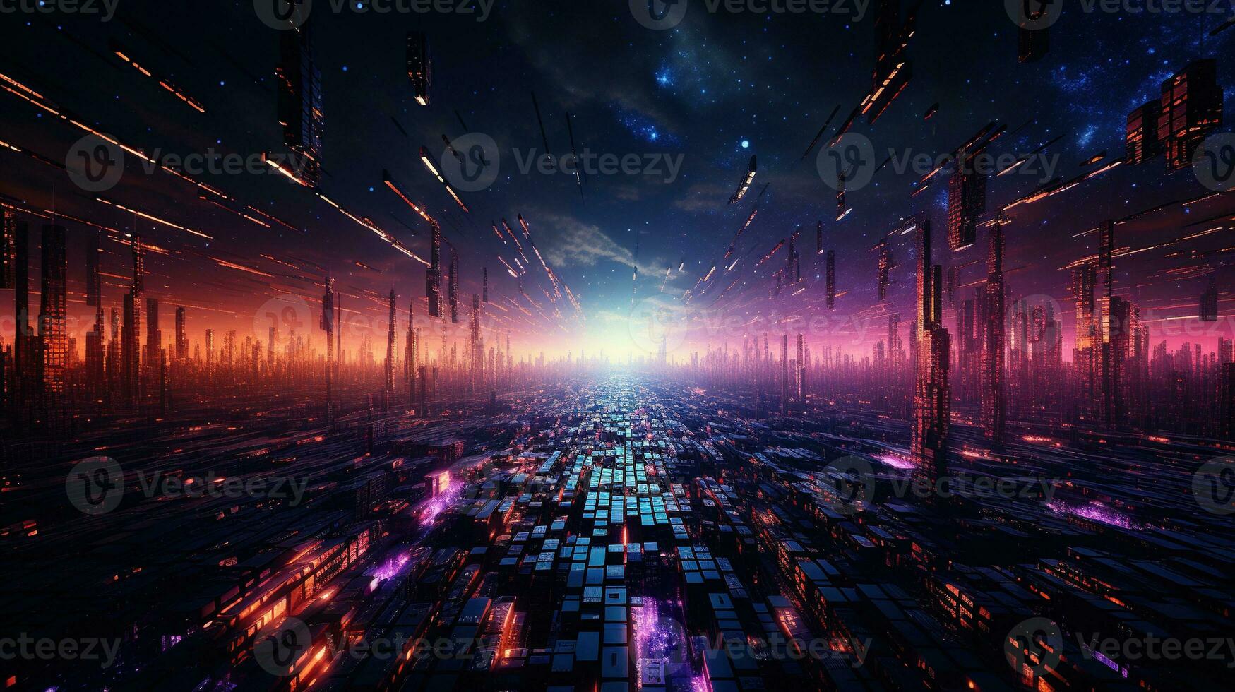 particle glitch in cyberspace, digital art illustration, Generative AI photo
