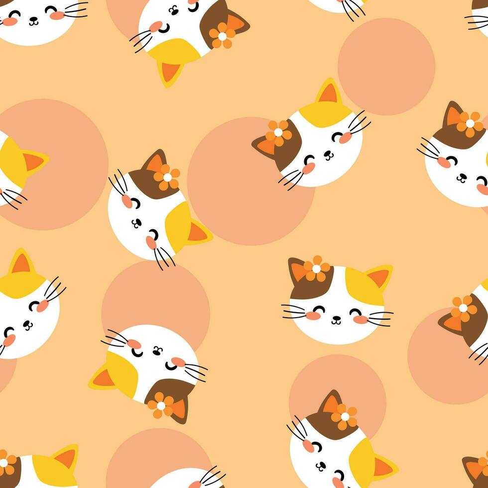Cute cat seamless pattern for fabric print, textile, gift wrapping paper. colorful vector for children, flat style