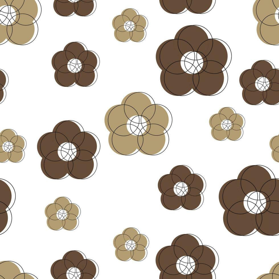 Seamless pattern of brown flowers on a white background for fabric prints, textiles, gift wrapping paper. colorful vector for kids, flat style, print headscarf, scarf