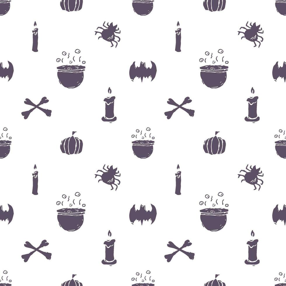 Seamless Halloween pattern. Doodle Halloween background vector