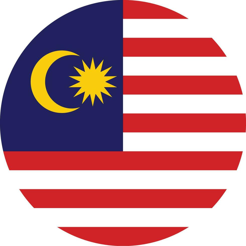 Round Malaysia flag vector isolated on white background . Malaysia flag with button