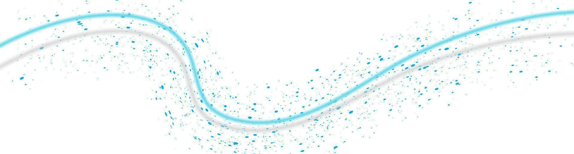 Blue smooth wave and shiny particles abstract background vector