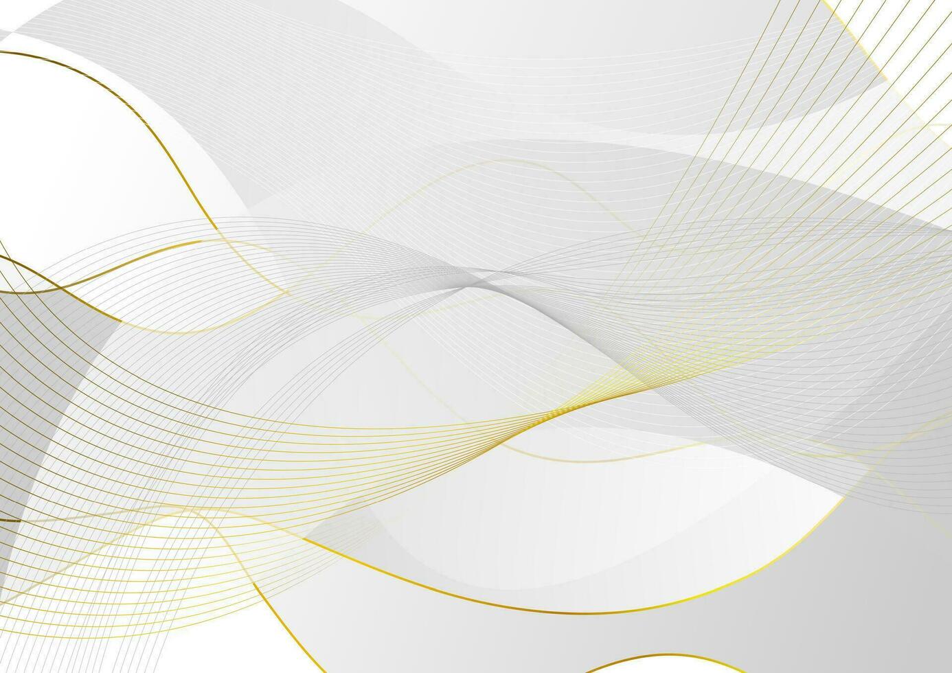 Grey golden waves and lines abstract background vector