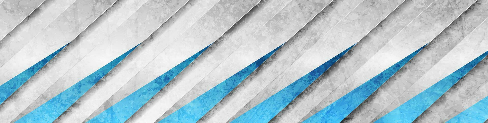 Blue grey geometric stripes abstract tech grunge background vector