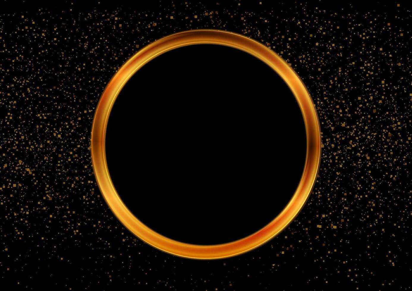 Golden circle frame and shiny glowing bokeh lights vector