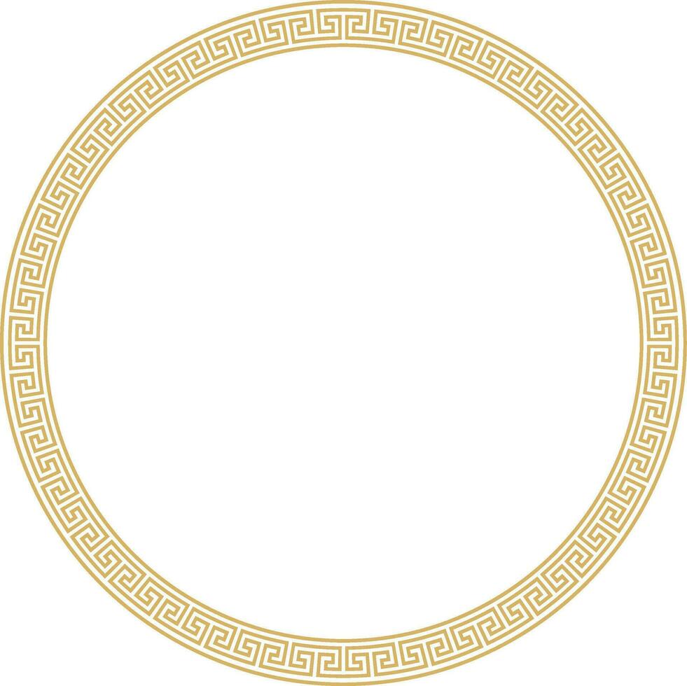 Vector round golden classic frame. Greek meander. Patterns of Greece and ancient Rome. Circle european border