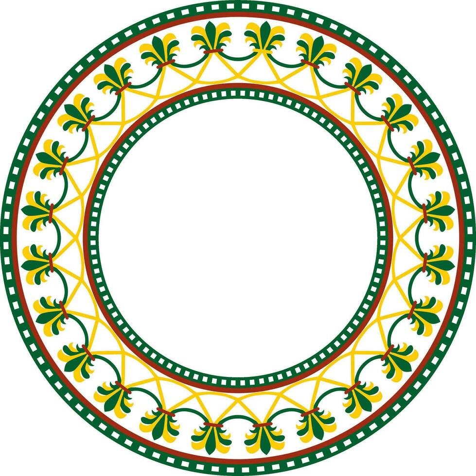 Vector round colored national persian ornament. Circle, frame, border ethnic pattern of Iranian civilization