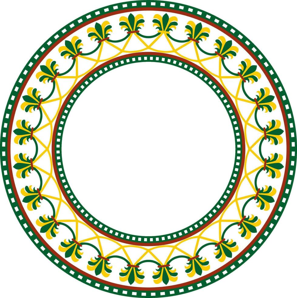 Vector round colored national persian ornament. Circle, frame, border ethnic pattern of Iranian civilization