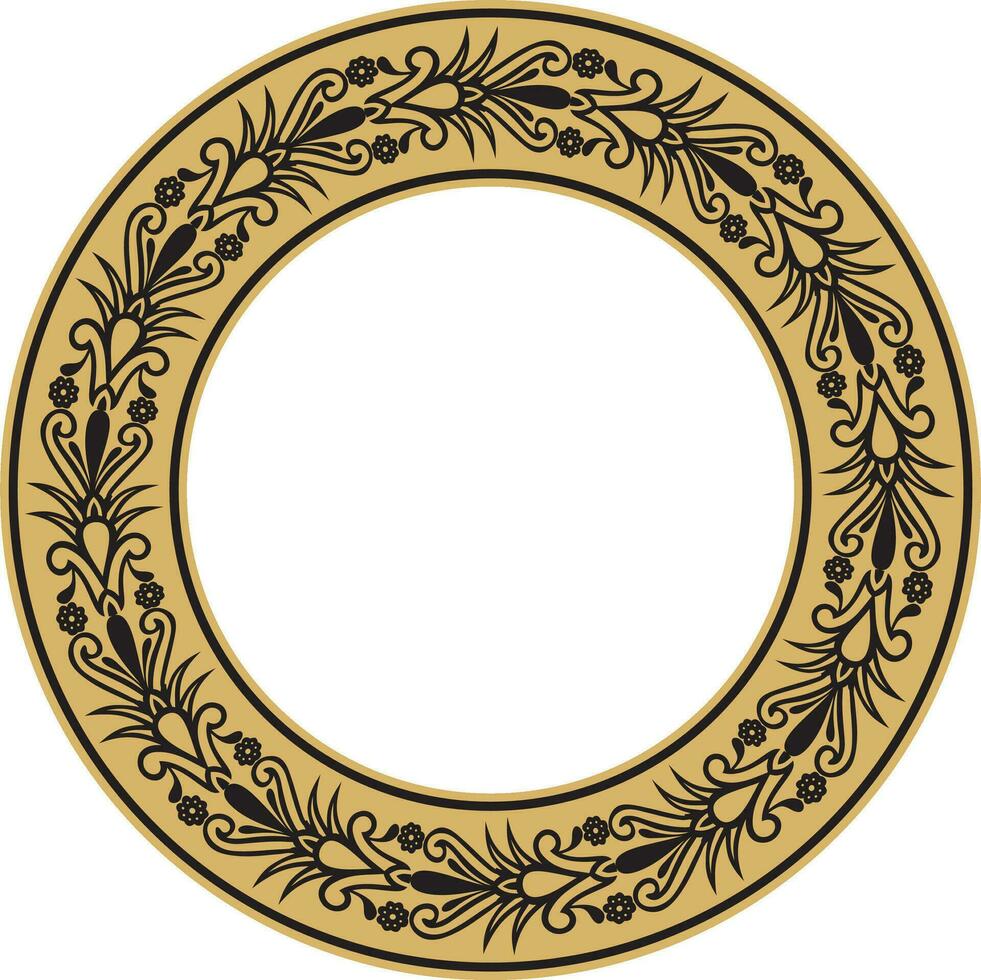 Vector gold seamless round Egyptian ornament. Infinite circle, ring, border, Ancient Egypt frame