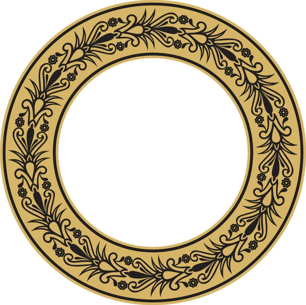 Vector gold seamless round Egyptian ornament. Infinite circle, ring, border, Ancient Egypt frame