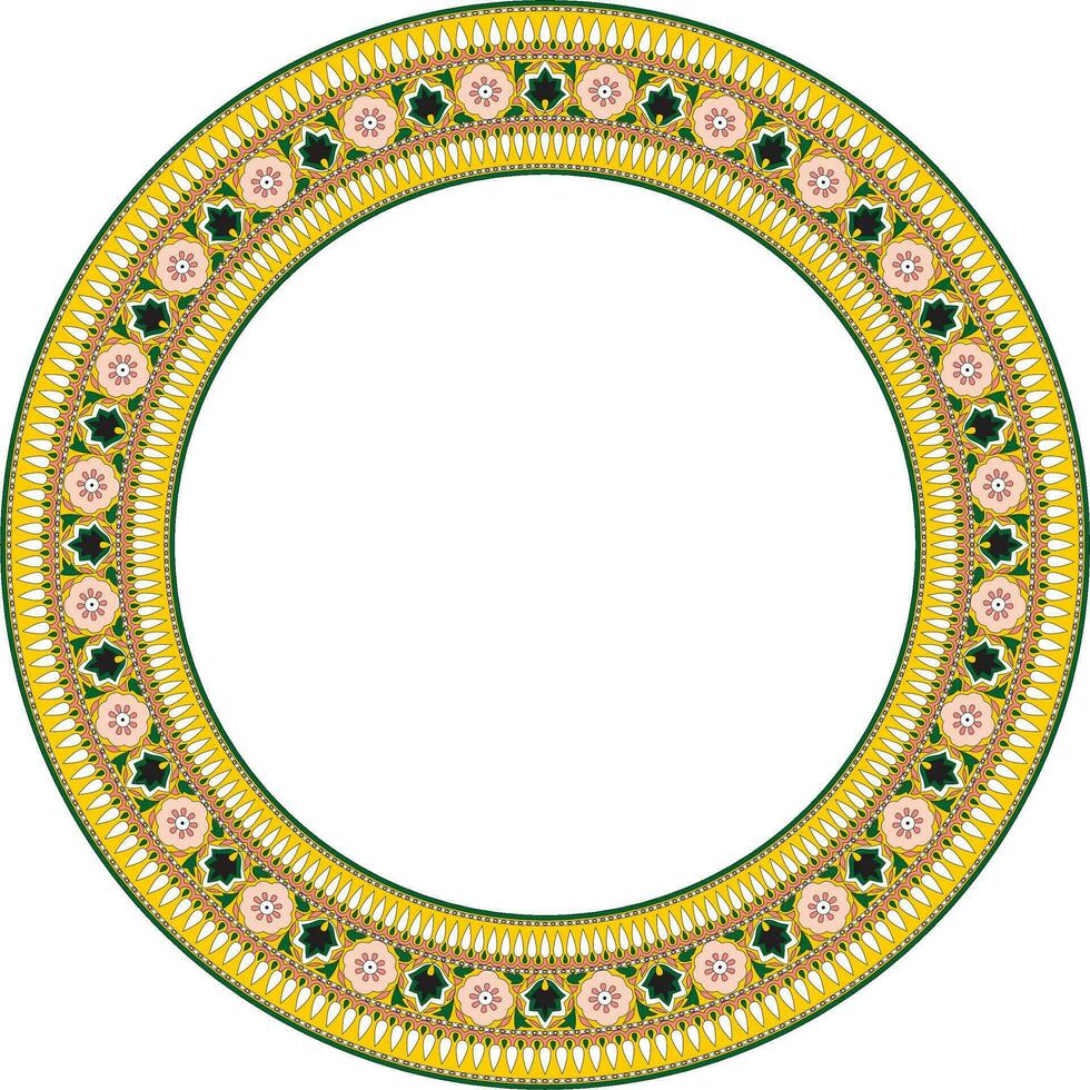 Vector round national Indian ornament. Color circle border, frame, ring